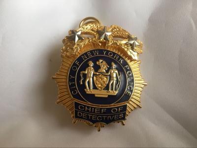 China Customized Gold Plated Metal Badge Metal Police Badge/Bodyguard Badge for sale