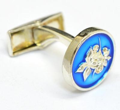 China Round Metal Cuff Links with Epoxy Screen printing Enamel and customer Logo design for sale