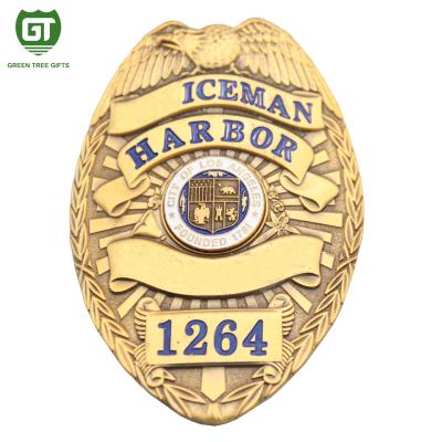 China Gold Plating HPD Zinc Alloy 3d police badge with gold plating for sale