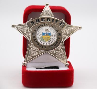 China Star shape red velvet boxes short delivery time custom badge police for sale