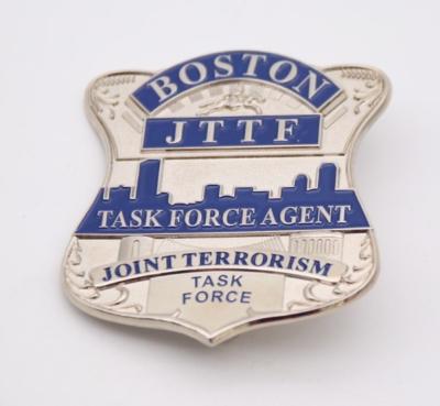 China Small Size Shinny Silver Plating high quality Boston police badges for sale