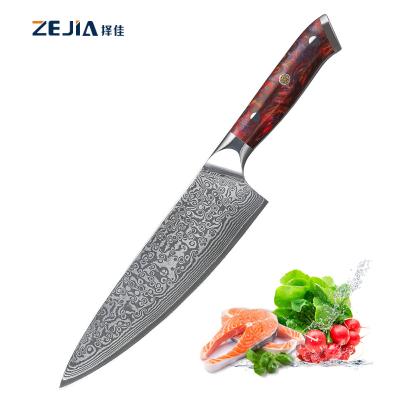 China Handmade Super Sharp High Carbon Steel Damascus Chef Knives 8 Inch Kitchen Cutting Knife Viable 67 Layers 60-62 Hrc for sale