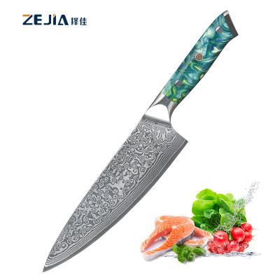 China Resin Viable Handle Color Knife Japanese Damascus Set 8 Inch Handmade High Quality Kitchen Knife for sale