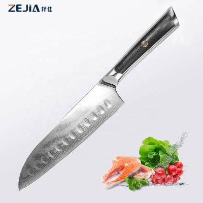 China Viable High Quality 67 Layer Damascus Sharp Professional Kitchen 7 Inch Santoku Cleaver Knife With Good Prices for sale