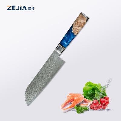 China Sustainable High Quality Extremely Sharp Vg10 67 Layers Damascus Steel Kitchen Santoku Knife for sale