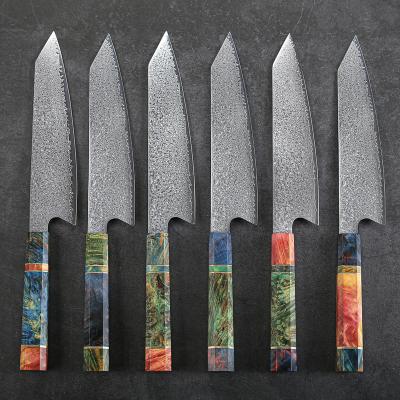 China Viable High Quality Handmade Chef Knife 67 Layers Kitchen Knife Vg10 Color Damascus Wood Knife for sale