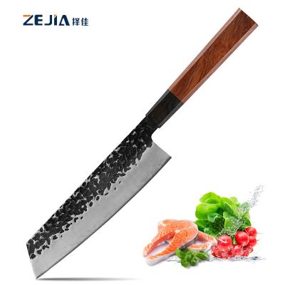 China Viable Hand Hammered Kurouchi Gyuto Knife Octagonal Wooden Handle 3 Layer Butcher Cleaver Blade Chef Knives for sale