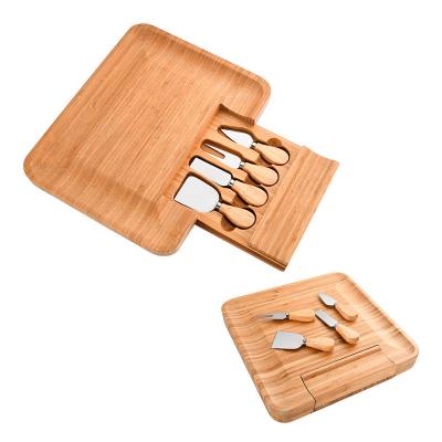 China Sustainable Bamboo Cheese Board With Knives Set High Quality Wooden Cheese Board And Knife Set Board Set for sale