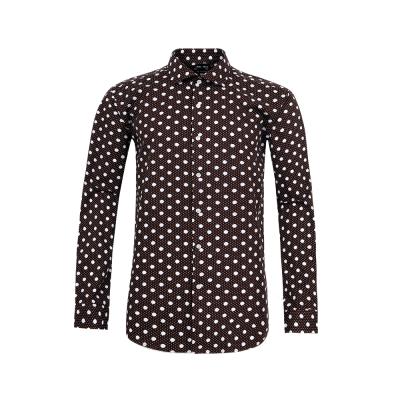 China Anti-pilling Mens Floral Shirt Designs Small Dot Long Sleeve Shirt Digital Printing Shirt for sale