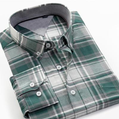 China Anti-pilling Plussizeshirts 2020 Mens Shirt Long Sleeve 100% Cotton Shirts Loose Casual Plaid Shirts for sale