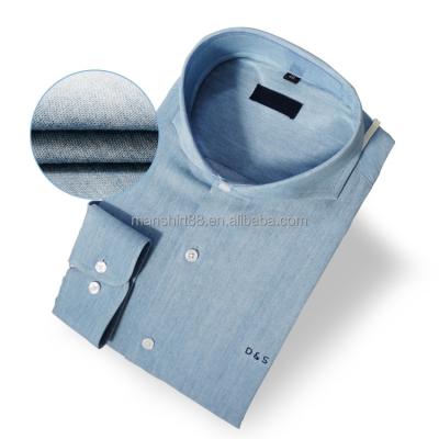 China New Fashion Oxford Solid Slim Fit Denim Anti-pilling Dress Shirts Custom Male Office Clothing for sale