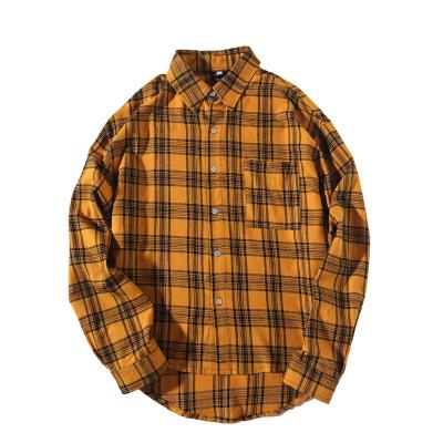 China Anti-pilling Men's Quilted Flannel Shirts Checked Long Sleeve Winter Plaid Striped Warm Shirt Winter Shirt for sale