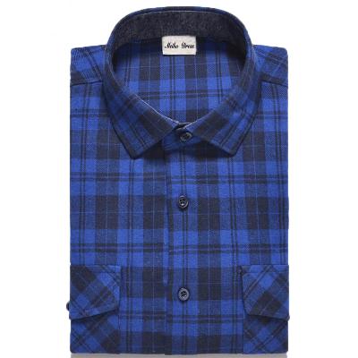 China Anti-pilling Shirt Autumn Winter Slim Fit Casual Plaid Flannel Shirt Dress Shirt for sale