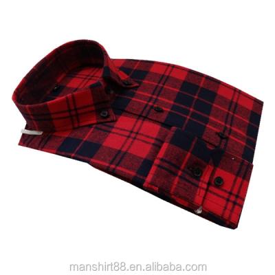 China OEM Service Fashion New Anti-pilling Flannel Red Plaids Checked Mens Casual Shirt Mens Button Down Shirts for sale