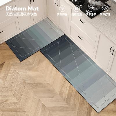 China Washable Designed Anti Slip Kitchen Mat Water And Oil Absorption Diatom Mud Floor Mat Non Slip PVC Backing Tailorable Covers Washable for sale