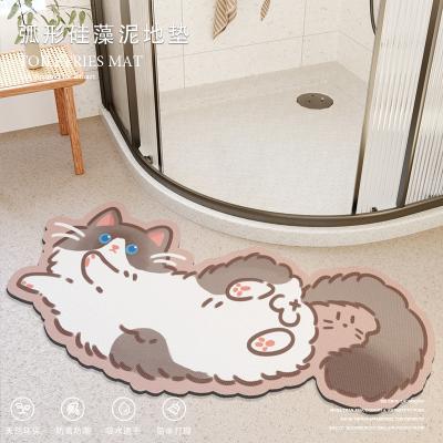 China AMZ Washable Hot Wholesale Price Customized Non Slip Water Mat Absorbent Mats Diatom Mud Bathroom Floor Rubber Mat Bath Mat Covers for sale