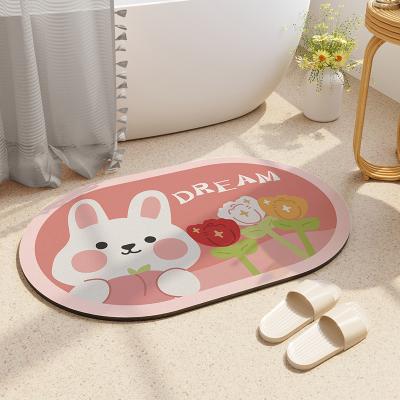 China AMZ Washable Hot Wholesale Price Customized Non Slip Water Mat Absorbent Mats Diatom Mud Bathroom Floor Rubber Mat Bath Mat Covers for sale