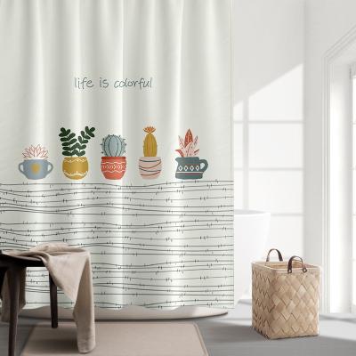 China AMZ Sustainable Hot Customizable Bathroom Waterproof Digital Printing Shower Curtain Curtains With Hook For Bathroom Wet Dry Partition for sale