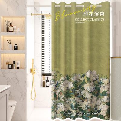 China AMZ Sustainable Hot Customizable Bathroom Waterproof Digital Printing Shower Curtain Curtains With Hook For Bathroom Wet Dry Partition for sale