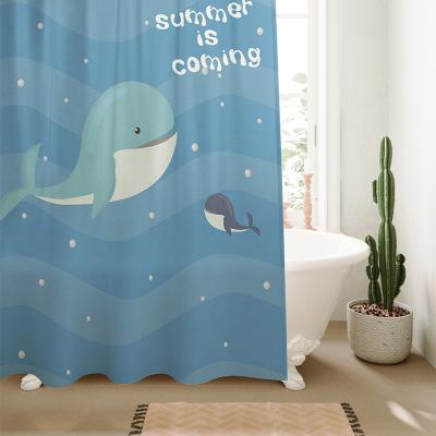 China AMZ Sustainable Hot Customizable Bathroom Waterproof Digital Printing Shower Curtain Curtains With Hook For Bathroom Wet Dry Partition for sale