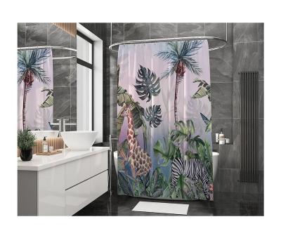 China Customized Waterproof Shower Curtain Viable For Bathroom Wet Dry Partition Animals Perspective Bathroom Digital Printing Curtains No for sale