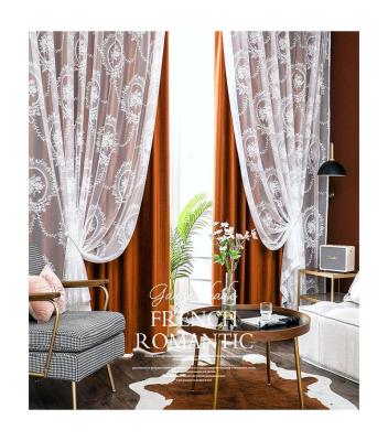 China Amazon Hot Selling Light Comfortable Customized Luxury Design Embroidered Sheer Curtains Without Rod Window Curtain For Living Room Bedroom for sale