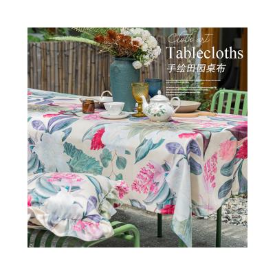 China Hot Designed Printed Rectangular Square Oilproof Table Cover Fabric Cotton Polyester Tablecloth Amazon Amazon High Quality for sale