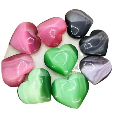 China Wholesale High Quality Polished Cat Eye Stone Crystal Hearts Decoration of Crystals Healing Stone from China for sale