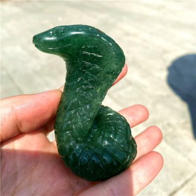 China Wholesale Natural China Crystal Green Aventurine Hand Carved Carving Healing Crystal Statue Snake For Healing for sale