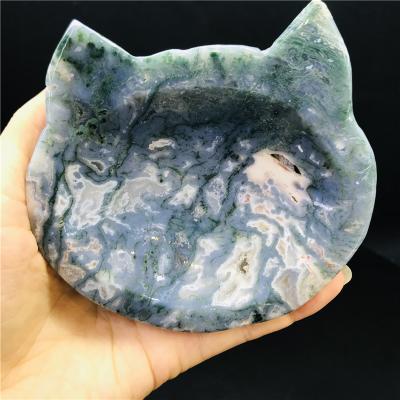 China Wholesale Natural Quartz Crystal Carved Bowls Moss Agate Crystal Heart Shaped Healing Bowls from China carving on sale for sale