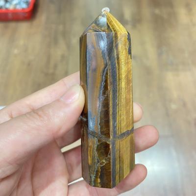 China China Wholesale Natural Quartz Tigers Eye Stone Crystal Point Wand Crystal Pillar For Decoration for sale