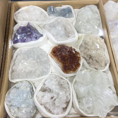 China High Quality Natural Aura Angle Cluster For Home Decor From China Crystal Clear Quartz Cluster Mixed Color for sale