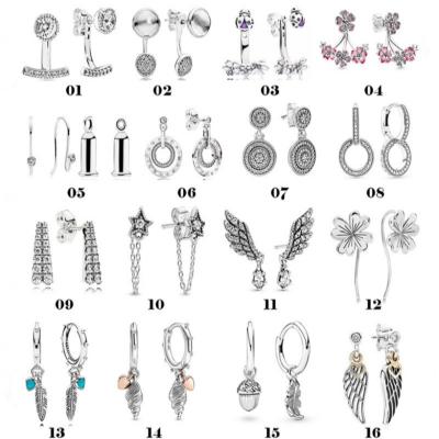 China Wholesale Cute Series Fashionable Hot Selling Women's Feather Saint Earrings Double Ring Jewelry 925 Sterling Silver Fashion Double Ring Earrings for sale