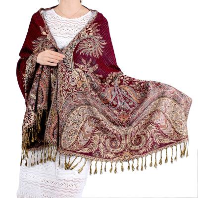 China Polyester Patterned Imitation Tassel Warm Ultra-soft Shawl Winter Scarf Thick Cashmere Scarf for sale