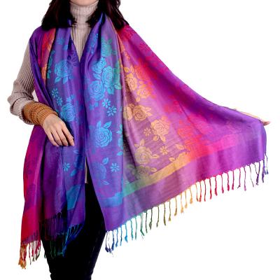 China Cheap Price Winter Polyester Shawl With Tassels Hot Sale Double Size Shawl With Sleeves For Women Pashmina High Quality Shawl In Stock for sale