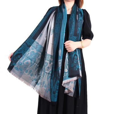 China Polyester Brand Designer Cashmere Winter Scarf Women's Winter Shawl Long Thickened Imitation Cashmere Printed Scarf for sale