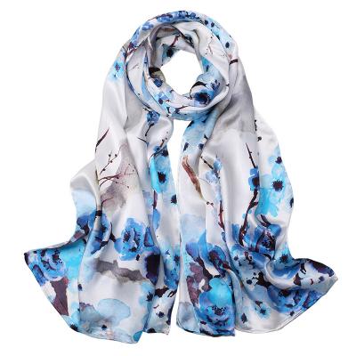 China Wholesale Cashew Retro Women Summer Long Scarf Custom Floral Print Soft Head Wrap New Fashion Long Satin Silk Scarf for sale