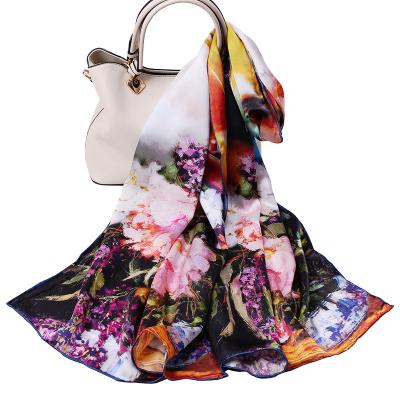 China Custom Print Long Satin Silk Shawl for sale