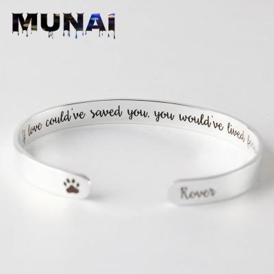 China TRENDY personalized dog cuff memorial bracelet, pet loss gift for sale