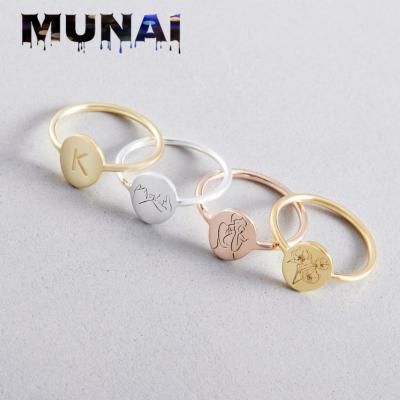 China TRENDY Ring Minimalistic Statement Ring Flower Seal with Botanical Engraved Delicate Personalized Jewelry Gift for Women/Girls for sale