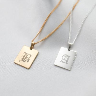 China TRENDY Custom 925 Sterling Silver Gold Engraved Old English Necklace Jewelry For Mothers Day Gift Joyas for sale