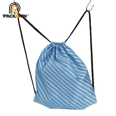 China Personalized Eco-Friendly Logo String Drawstring Bag Branded Stripe Backpack Customized for sale