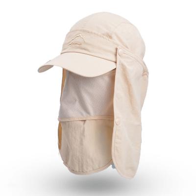 China Breathable Summer Protective Hat Safari Hiking Fisherman Cap Fishing UV Bucket Hat With Neck Cover for sale