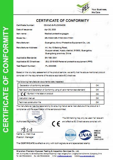 CE - Guangzhou Xinrui Protective Equipment Co., Ltd.