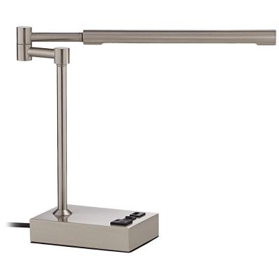 China Modern JLT-HT05 Brushed Nickel Swing Arm LED Hotel Table Lamp With Charging USB Arm Lamp for sale