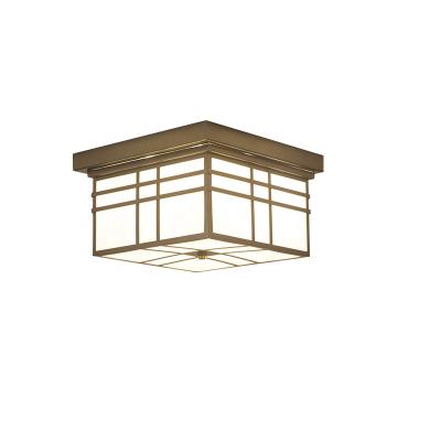 China JLC-H49 Square Surface Mounted Flush Mount Scagliola In Antique Bronze Finish Outdoor Lamp Ceiling Light for sale