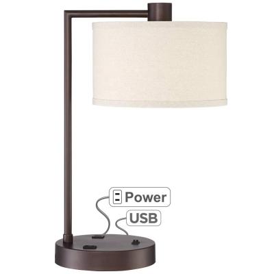 China Modern King Guest Hotel JLT-7002 Room Bedside Table Lamp with Outlet and Built-in USB Port Rocker Switch for sale