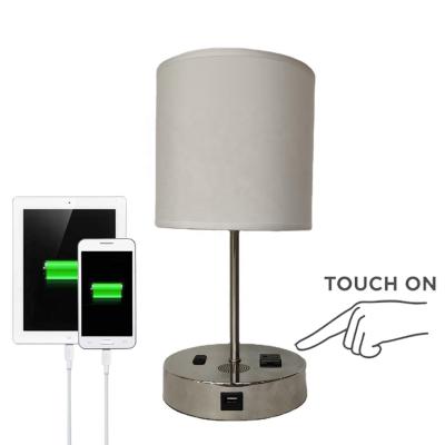 China JLT-9460 Contemporary Modern Touch Speaker Bed Side Table Lamp with Charging USB Port and 2 Power Outlets for sale