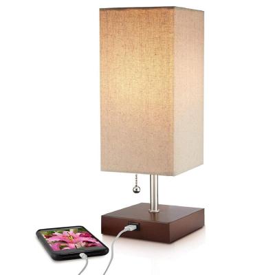 China JLT-15656 Modern Wooden Modern Bedroom Beside 2.1A USB Charing Table Lamp With USB Port for sale