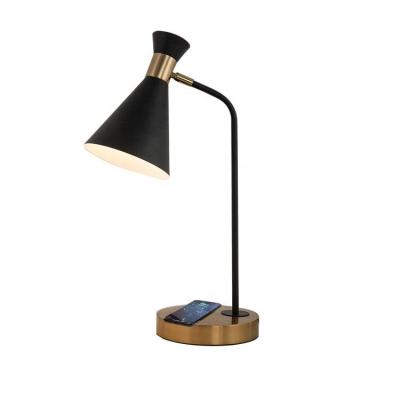 China JLT-9301 Contemporary Home Bedroom Bedside Qi Wireless Charging Led Table Lamp With Metal Task Lamp for sale